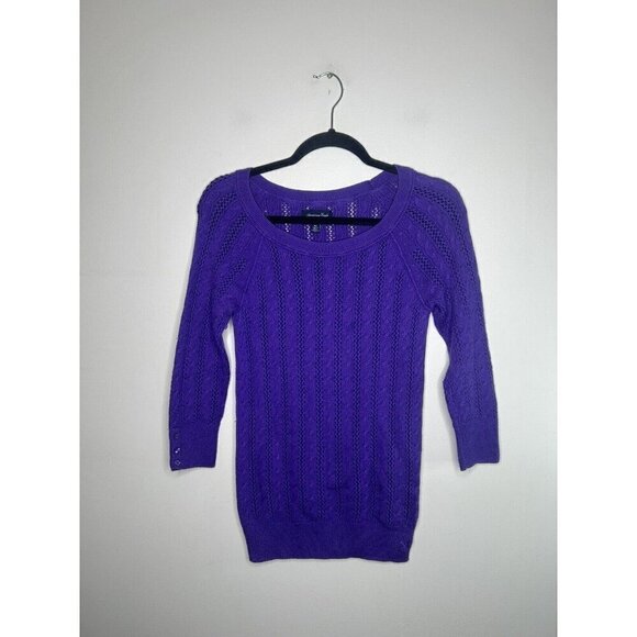 American Eagle Outfitters Sweater Purple Knit Crew Neck Wool Blend Size Medium - Picture 1 of 11